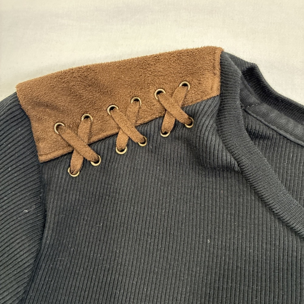 Lauren Ralph Lauren Women's "Suede" Trim Black Top Size Petite L Equestrian Barn - Picture 4 of 13